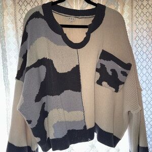 POL Women's Sweater - Black and Cream Camouflage